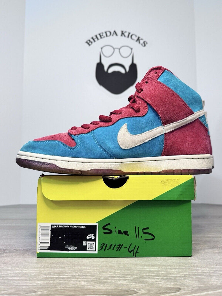 Size 11.5 - Nike Dunk High Premium SB Bloody Gums 2009 313171-611 Preowned