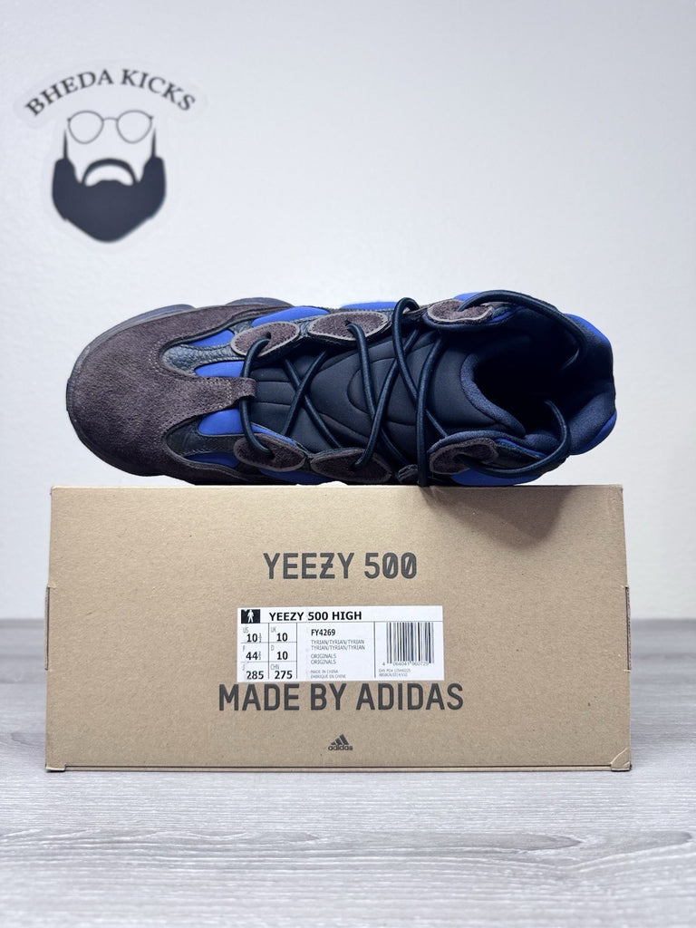 Size 10.5 - adidas Yeezy 500 High Tyrian Blue Black FY4269 Sneaker Preowned