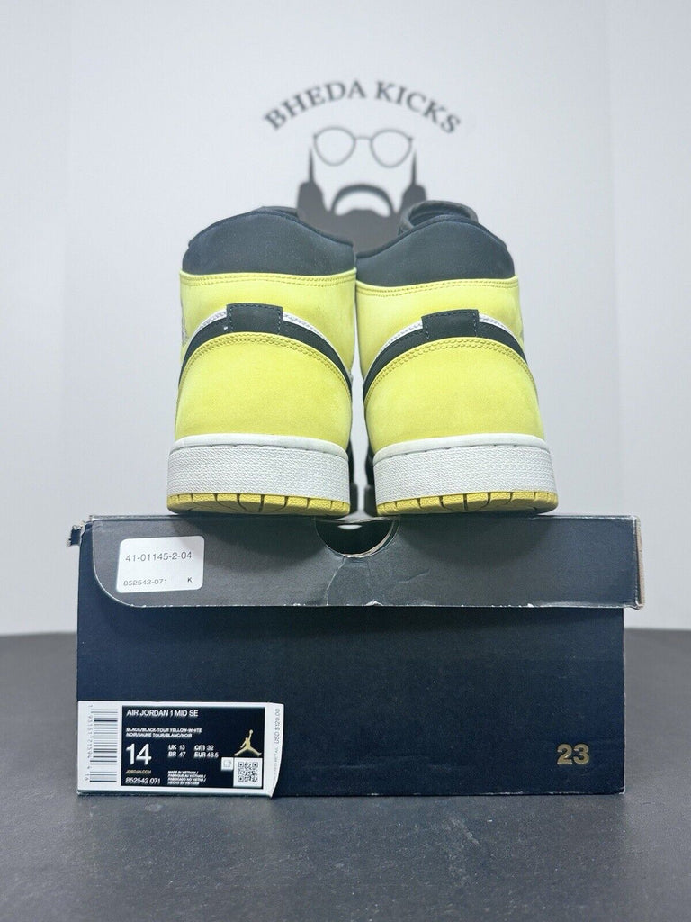 Size 14 - Air Jordan 1 SE Mid Yellow Toe 852542-071 Preowned Authentic Rare