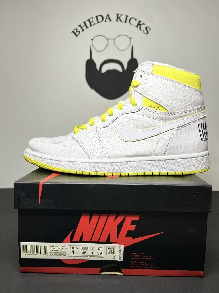 Air Jordan 1 Retro High OG First Class Flight 555088-170 White Yellow Men's 11