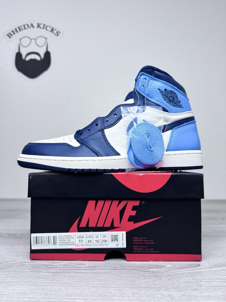 Size 11 - Jordan 1 Retro High Sail Obsidian UNC University Blue 555088-140 NEW