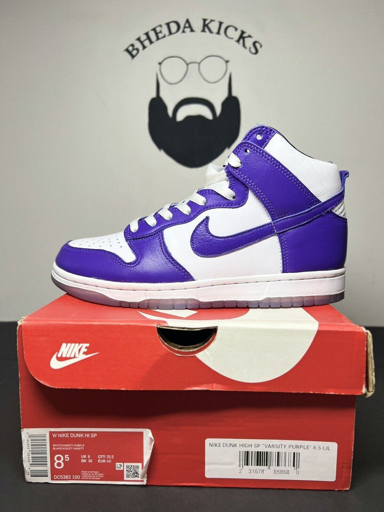 Nike Dunk High Varsity Purple size 8.5W/ 7M DC5382-100 White Preowned Og Rare