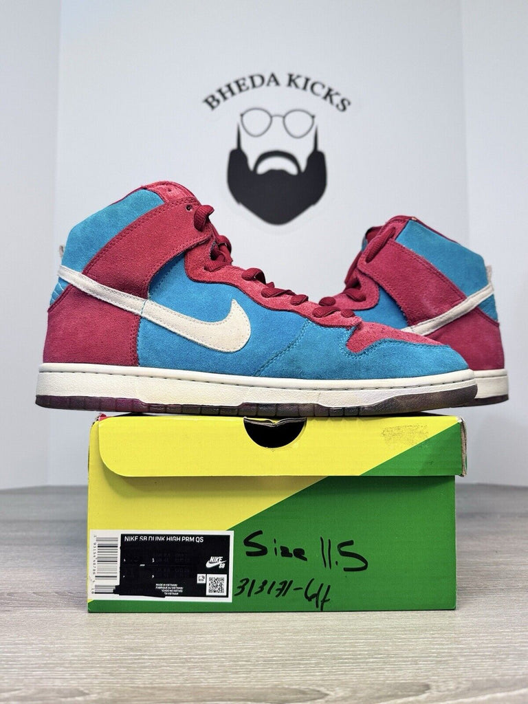 Size 11.5 - Nike Dunk High Premium SB Bloody Gums 2009 313171-611 Preowned