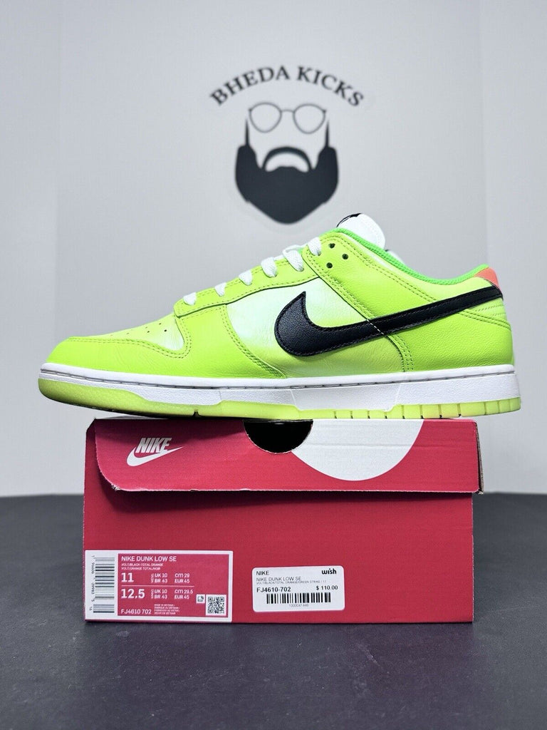 Nike Dunk Low SE Splash Volt Glow in the Dark FJ4610-702 Preowned Men's Size 11