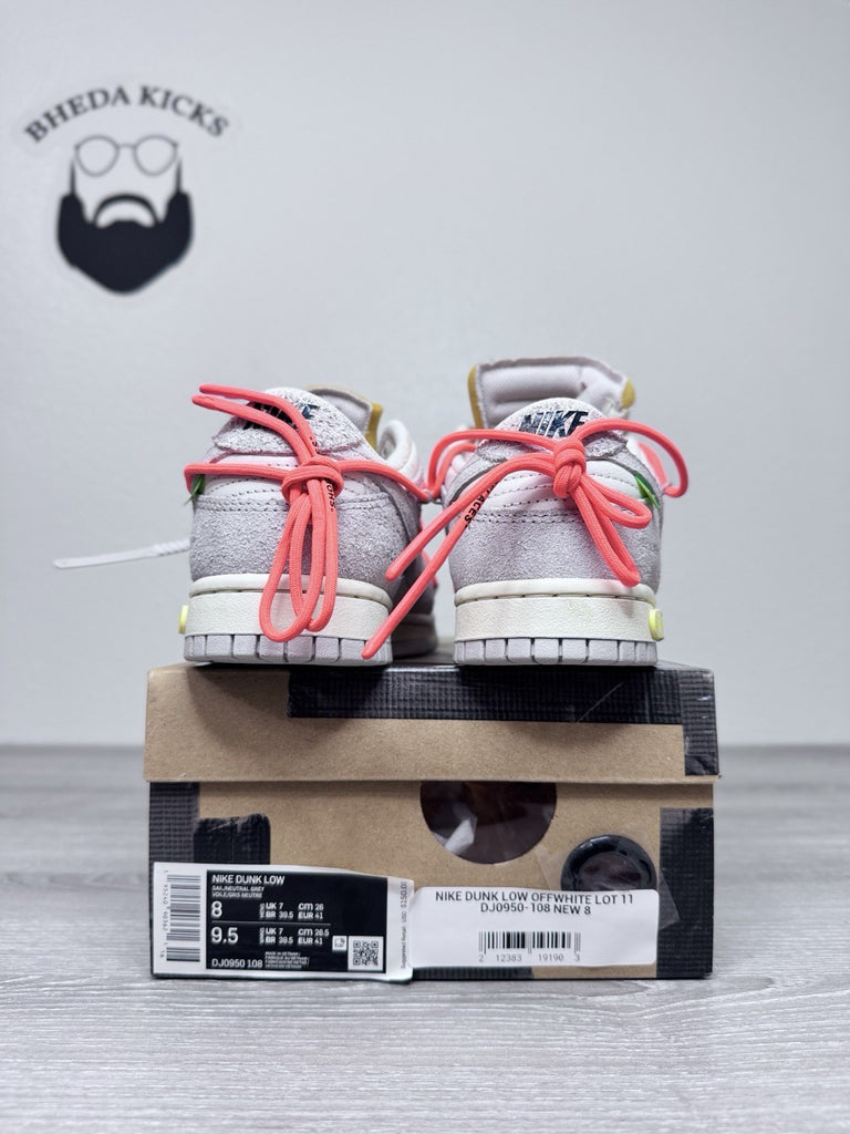 Size 8 - Off-White x Dunk Low ‘Lot 11 of 50’ Preowned DJ0950-108 Authentic