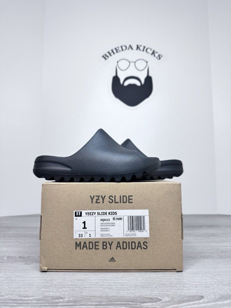 Size 1Y - Adidas Yeezy Slide Onyx Little Kids New HQ4115 Kanye West NEW DS