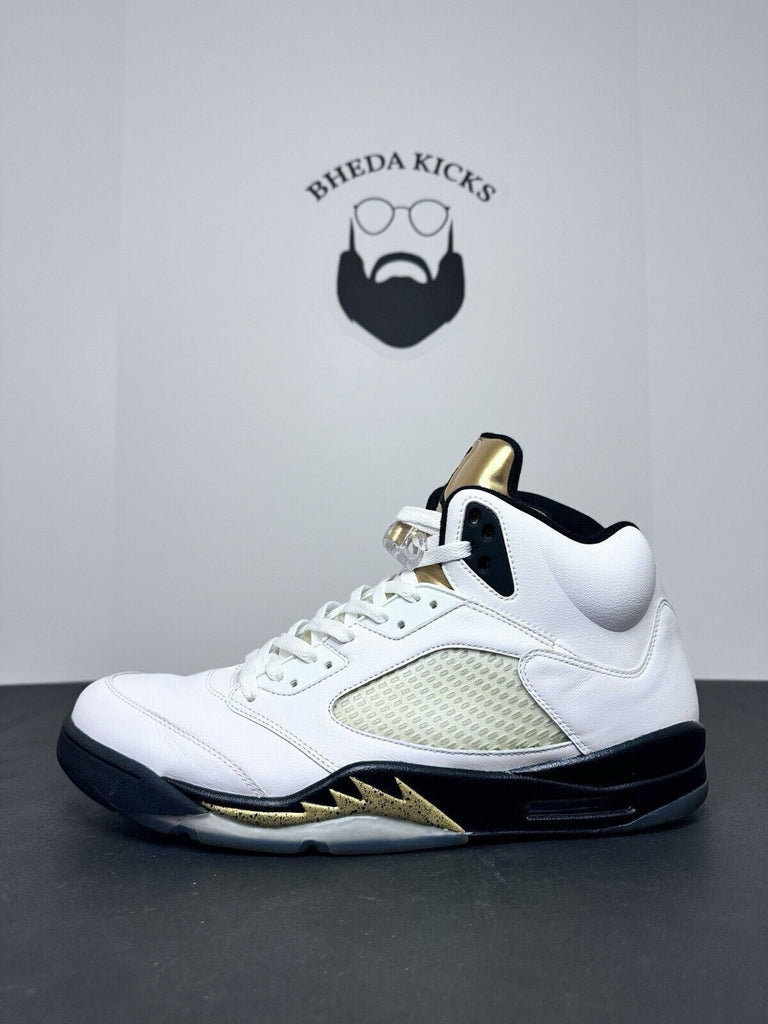 Nike Air Jordan 5 Gold Medal White Black Olympic 2016 136027-133 Men’s Size 16