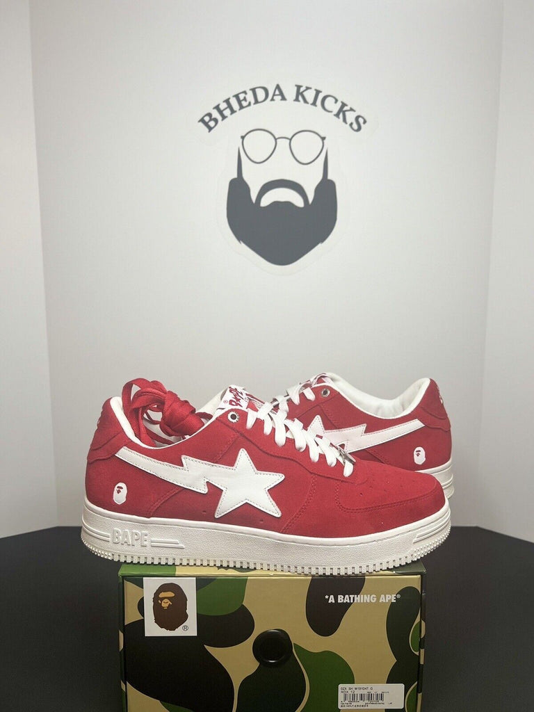 A Bathing Ape Bape Sta Suede Pack White Red Preowned Authentic Rare Mens Size 12