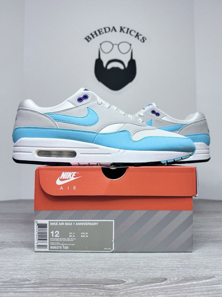 Size 12 - Nike Air Max 1 OG Aqua 2017 Anniversary 908375-105  Preowned