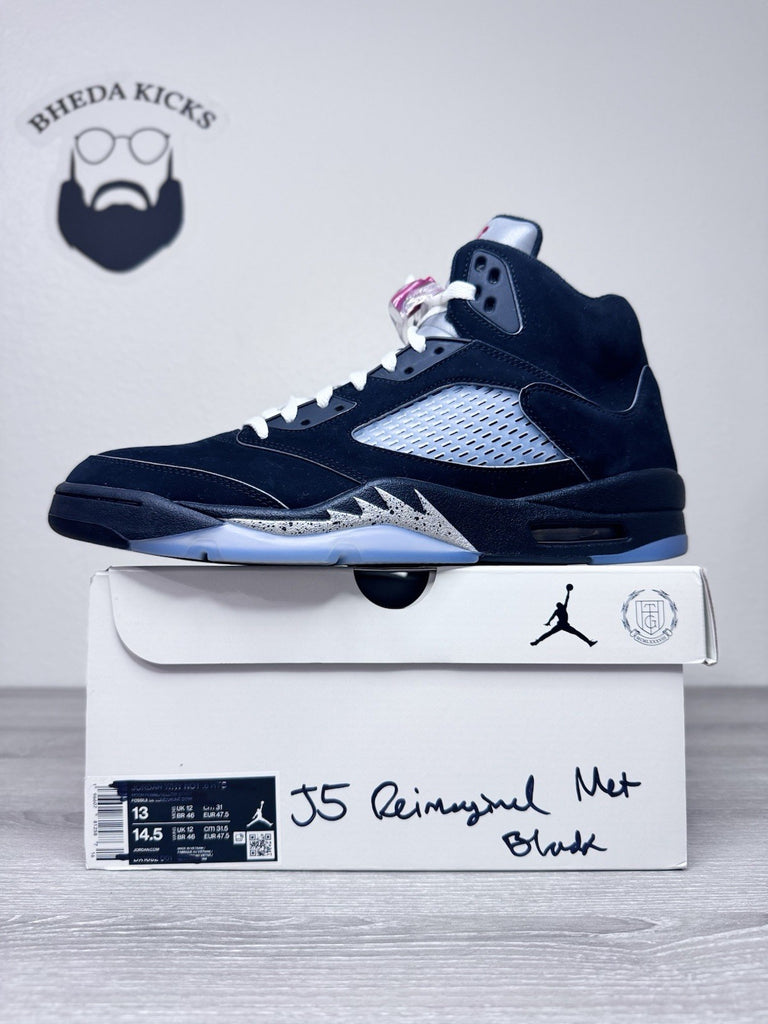 Size 13 - Air Jordan 5 Black Metallic Reimagined Sneakers HF3975-001 Preowned