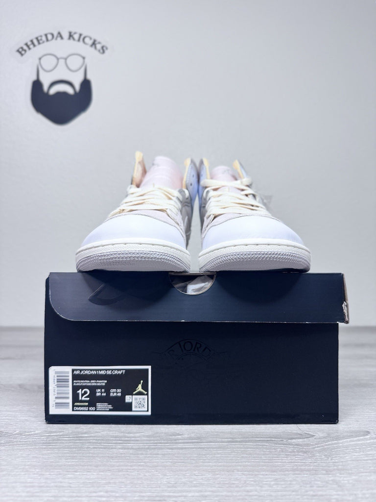Size 12 - Jordan 1 Mid SE Craft White 2022 Suede Grey Leather DM9652-100 NEW DS