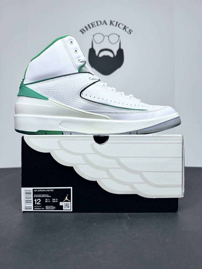 Nike Air Jordan 2 Retro Sneakers Lucky Green White DR8884-103 Men’s Size 12