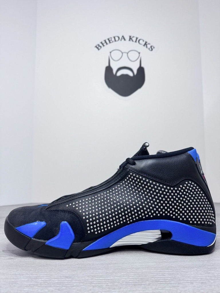 Size 15 - Nike Air Jordan 14 XIV Supreme Black Blue Chrome BV7630-004 Rare