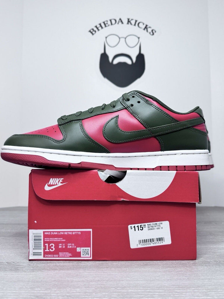 Size 13 - Nike Dunk Low Cargo Khaki Mystic Red DV0833-600 NEW DS