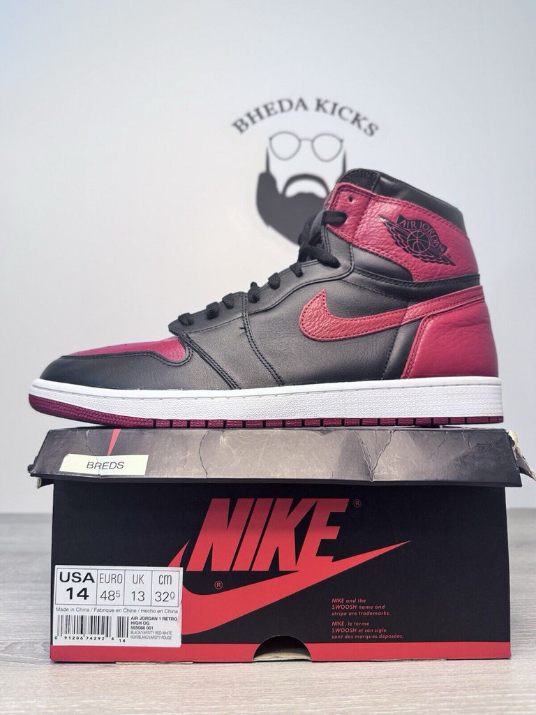 Size 14 - Jordan 1 Retro OG High Banned Bred 555088-001 Preowned Authentic