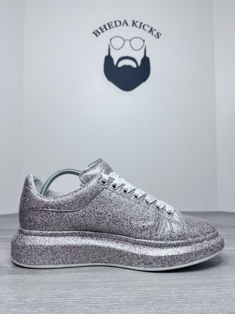 Size 42 EU (9 Mens) - Alexander McQueen Leather Silver Glitter Sneakers