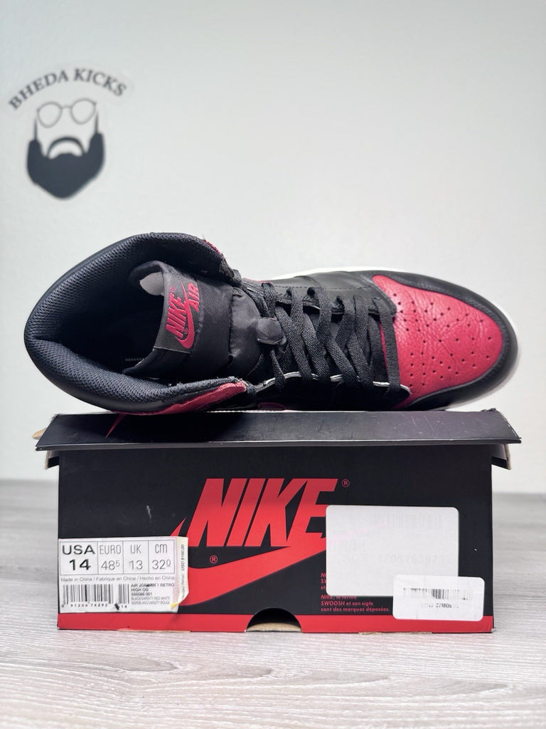Size 14 - Nike Air Jordan 1 Retro OG High Banned Bred 555088-001 2016 Preowned