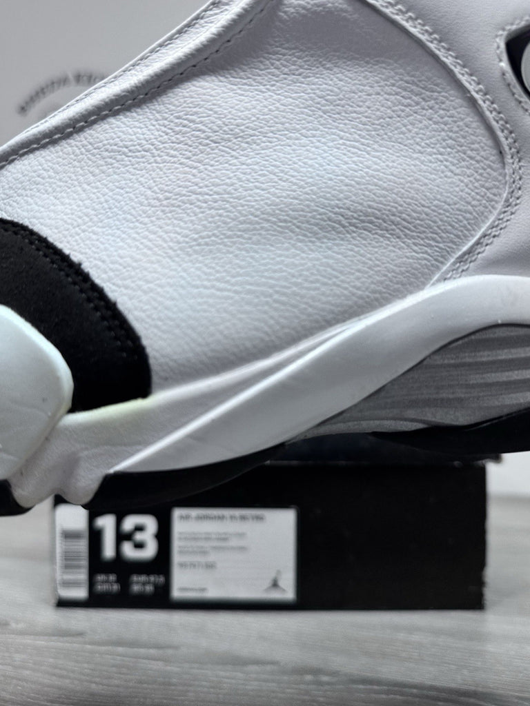 Size 13 - Air Jordan Black Toe 2014 Retro White Sneakers 487471-102 Preowned
