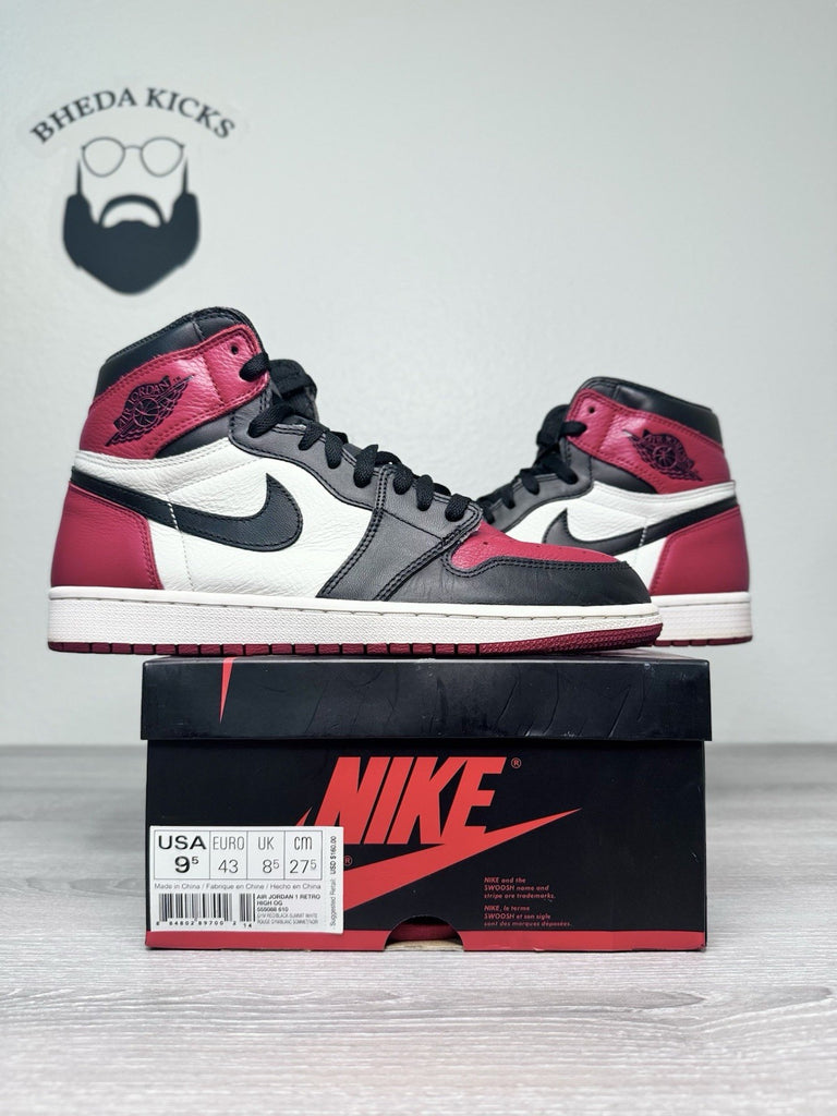Size 9.5 - Air Jordan 1 Retro High OG Bred Toe Men's Sneakers 555088-610 Worn 1x