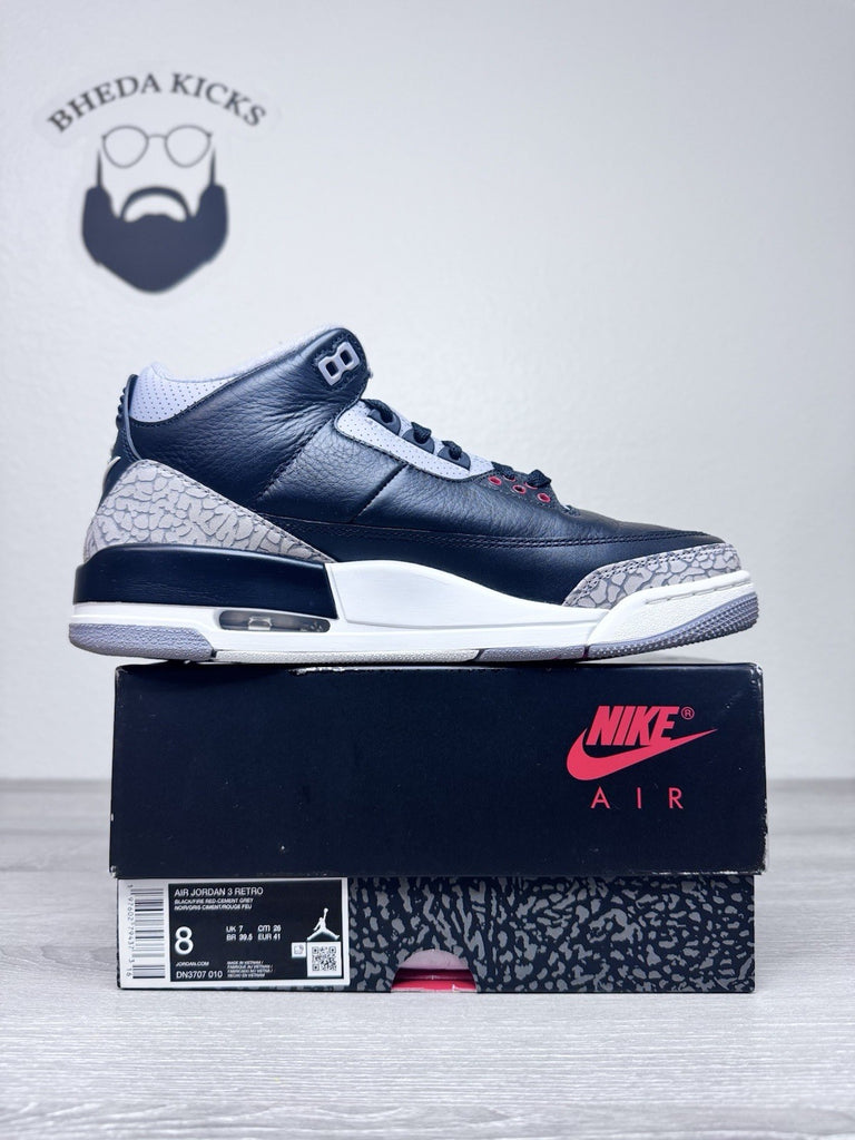 Size 8 - Air Jordan 3 Retro OG 2024 Black Cement DN3707-010 Preowned