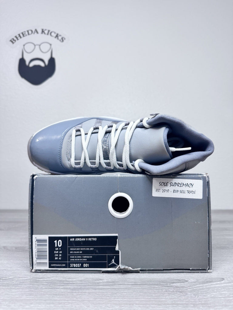 Size 10 - Nike Air Jordan 11 XI Retro Cool Grey 2010 Grey White 378037-001 PADS