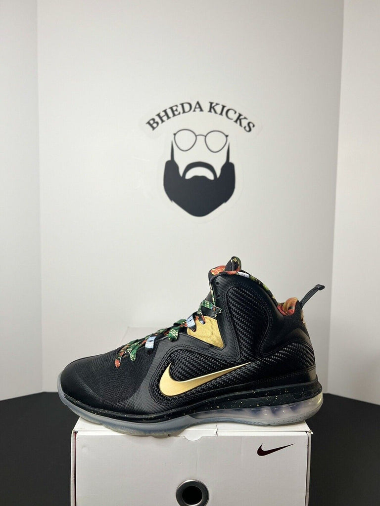 Nike Lebron IX 9 Watch the Throne Gold Black Sneaker DO9353-001 Mens Size 10.5