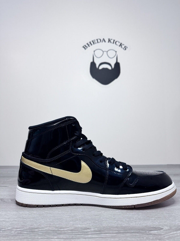 Size 14 - Nike Jordan 1 Retro High OG Black Gold PL 555088-019 Gold Preowned