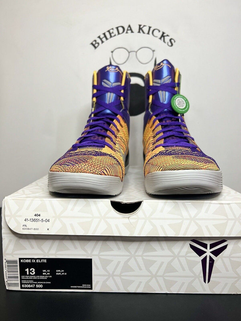 Nike Kobe 9 IX Elite Showtime Team Collection Lakers 630847-500 Size 13 NEW 2014