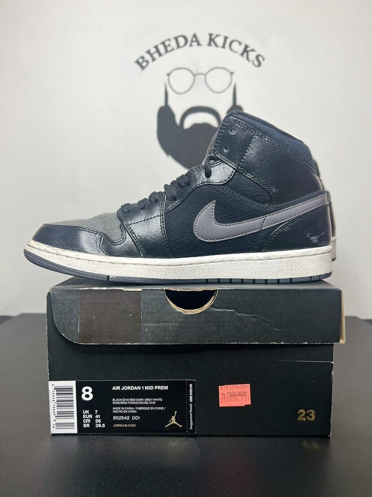 Jordan 1 Mid SE Black Gray Men’s Size 8 852542-001 Preowned Men’s Sneaker