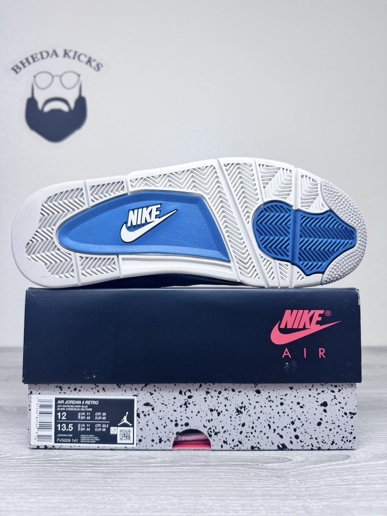 Size 12 - Nike Air Jordan 4 Retro Shoes Preowned Military Blue FV5029-141