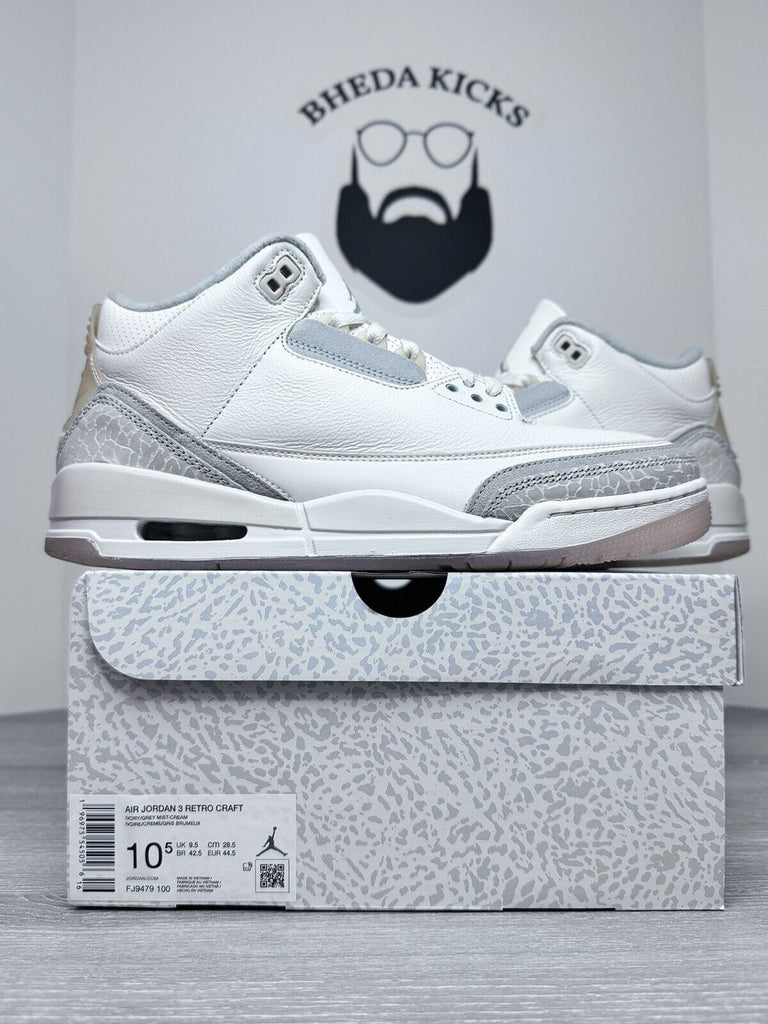 Size 10.5 - Air Jordan 3 Retro SE Craft Ivory FJ9479-100 Preowned Clean