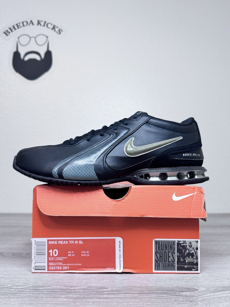 Size 10 - Nike Men’s Reax TR 3 333765-001 Black Running Shoes Lace Up Low Top