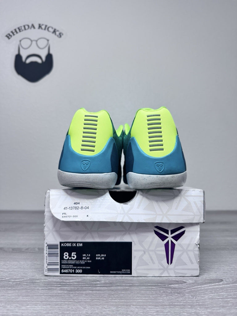 Size 8.5 - Nike Kobe 9 EM Easter Volt 2014 646701-300 Black Mamba Basketball