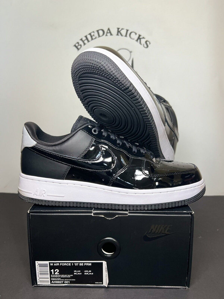 Size 12W (10.5 M)- Nike Air Force 1 '07 SE Premium Black Silver AH6827-001 Rare