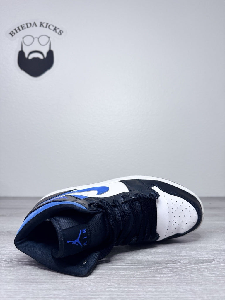 Size 9.5 - Nike Jordan 1 Mid White Black Racer Blue Men's Sneakers 554724-140