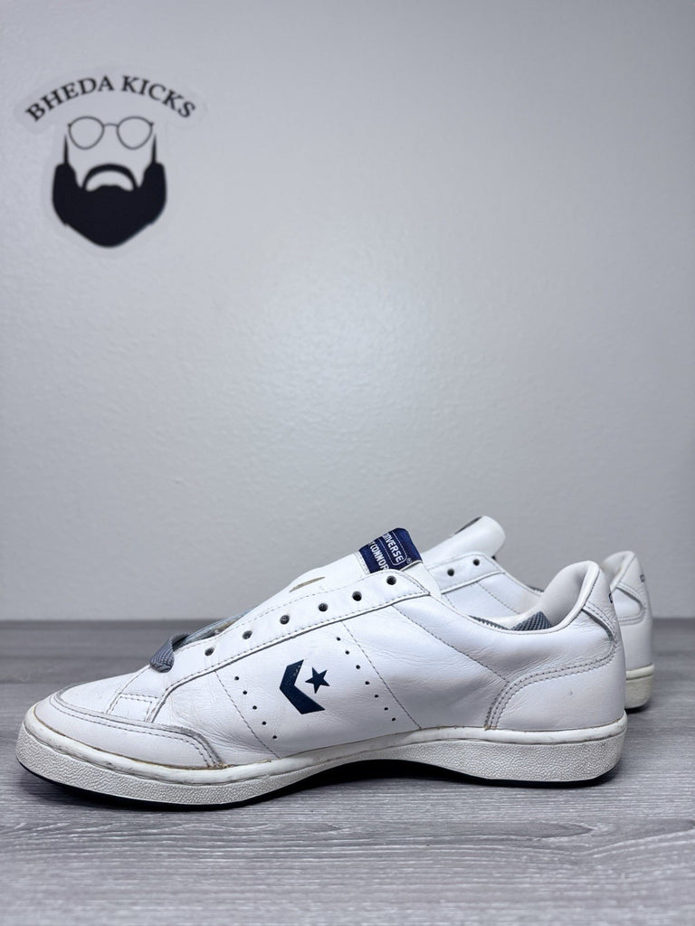 Size 11 - Vintage Converse Jimmy Connors White Navy Leather 80s Oxford Preowned
