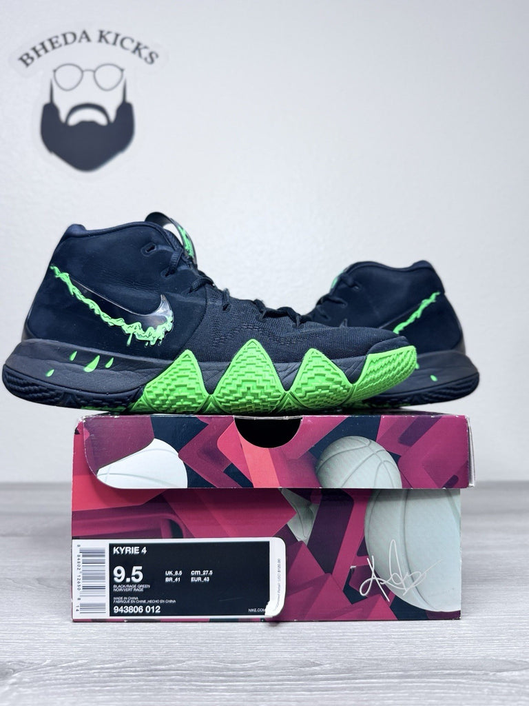 Size 9.5 - Nike Kyrie 4 Halloween Sneakers Black Green 943806-012 Preowned