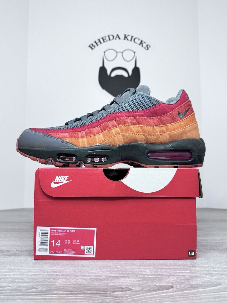 Size 14 - Nike Air Max 95 Premium Atlanta Grey Red Orange (FZ4125-060) DS NEW