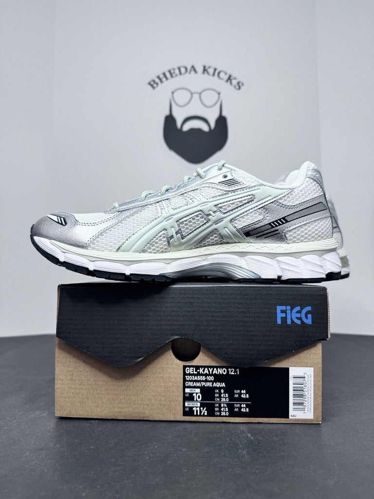 NEW Asics GEL-Kayano 12.1 Ronnie Fieg Kith Cream Pure Aqua 1203A555-100 Size 10