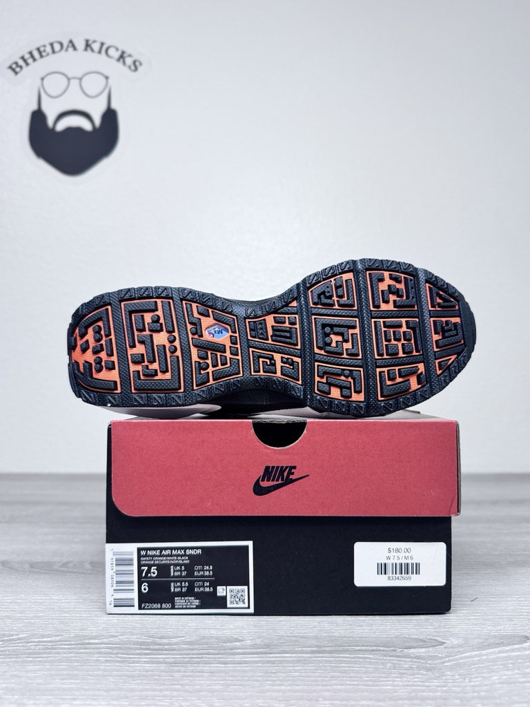 Size 7.5W/6M - Nike FZ2068-800 Women's Air Max SNDR Safety Orange Black New