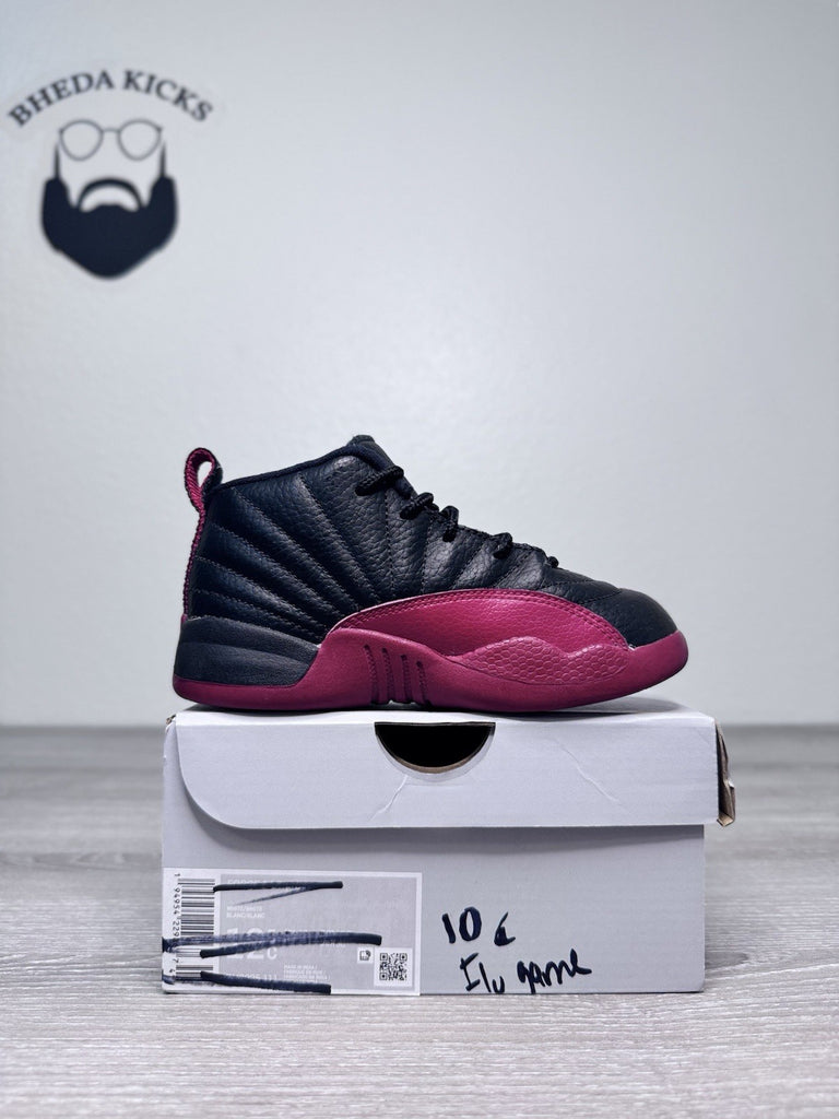 10C Nike Air Jordan 12 Retro Flu 2016 TD 850000-002 Toddler's Black Red Sneakers