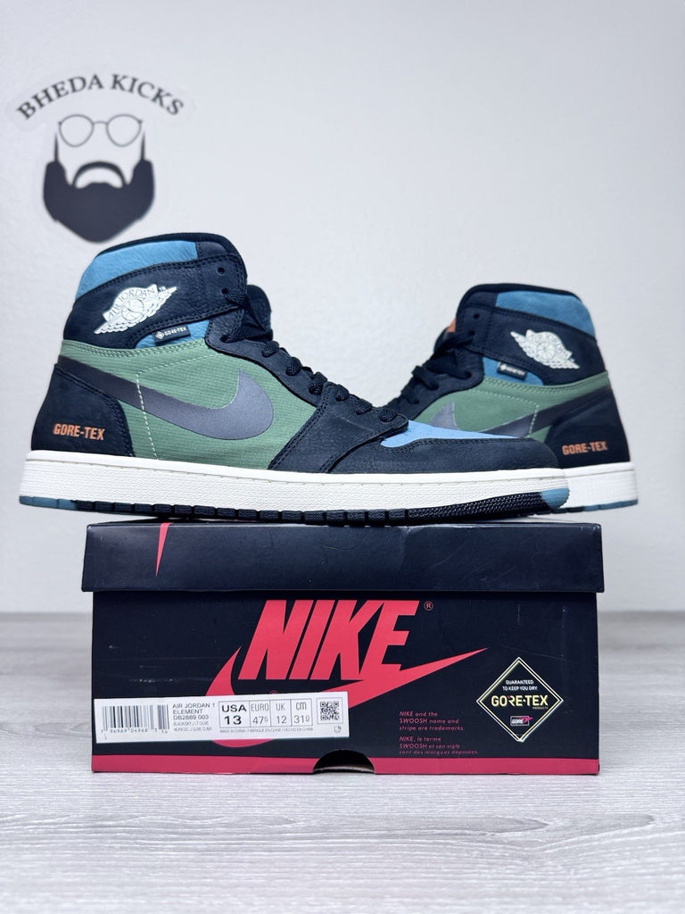Size 13 - Air Jordan 1 High Element Gore-Tex Shoes Black Blue Green DB2889-003