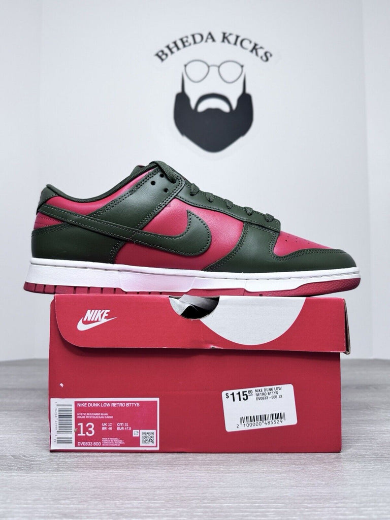 Size 13 - Nike Dunk Low Cargo Khaki Mystic Red DV0833-600 NEW DS