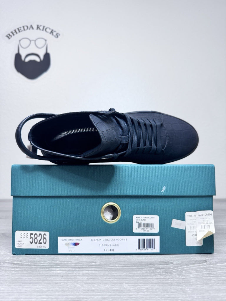 Size 43 EU/10 US - Buscemi Black Leather 100MM Sneaker W/ Gold Padlock Buckles