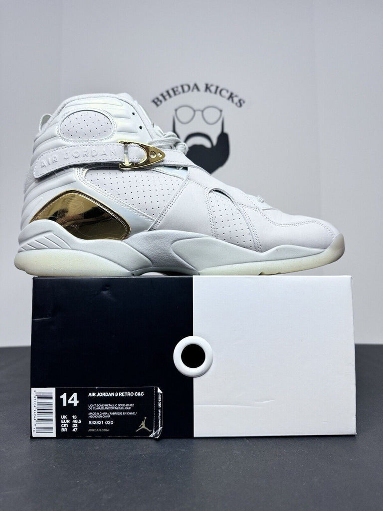 Air Jordan 8 Retro C&C Trophy Cream Gold Leather 832821-030 OG Men’s Size 14