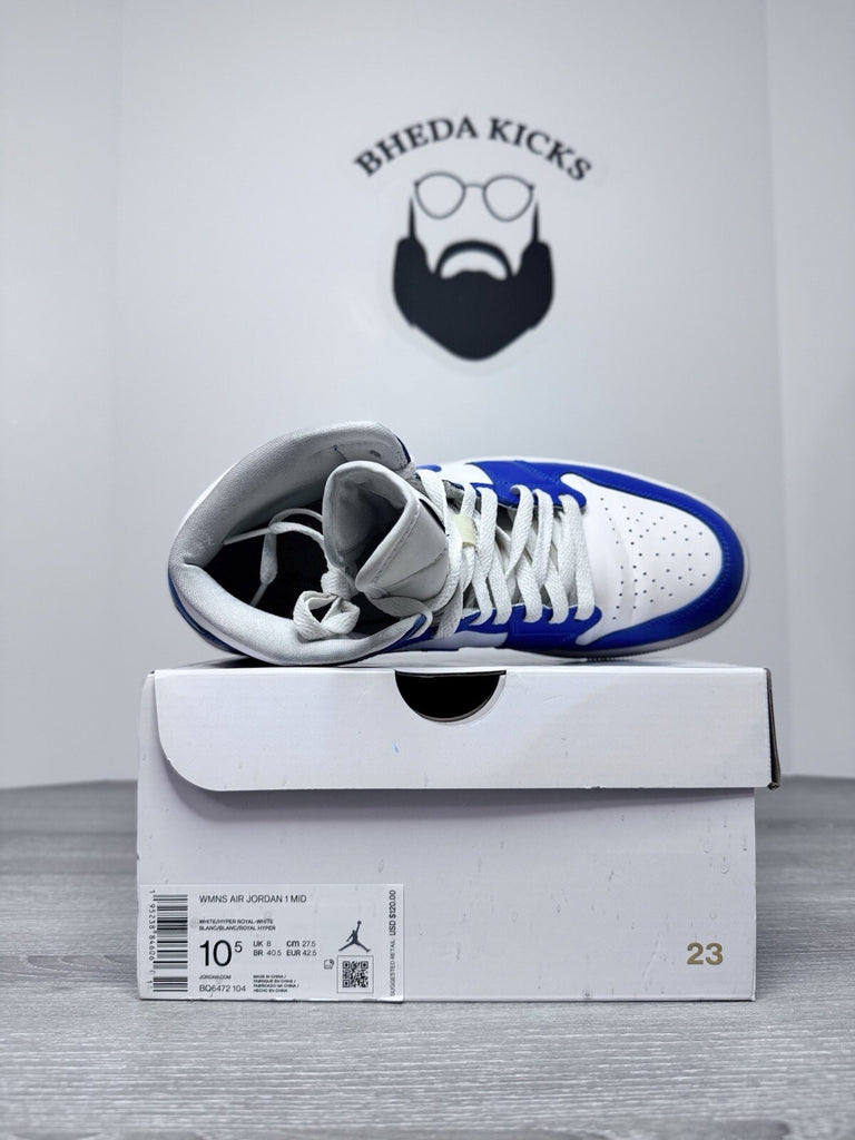Size 10.5W (9 Men’s) - Nike Air Jordan 1 Mid Kentucky Blue BQ6472-104 Preowned