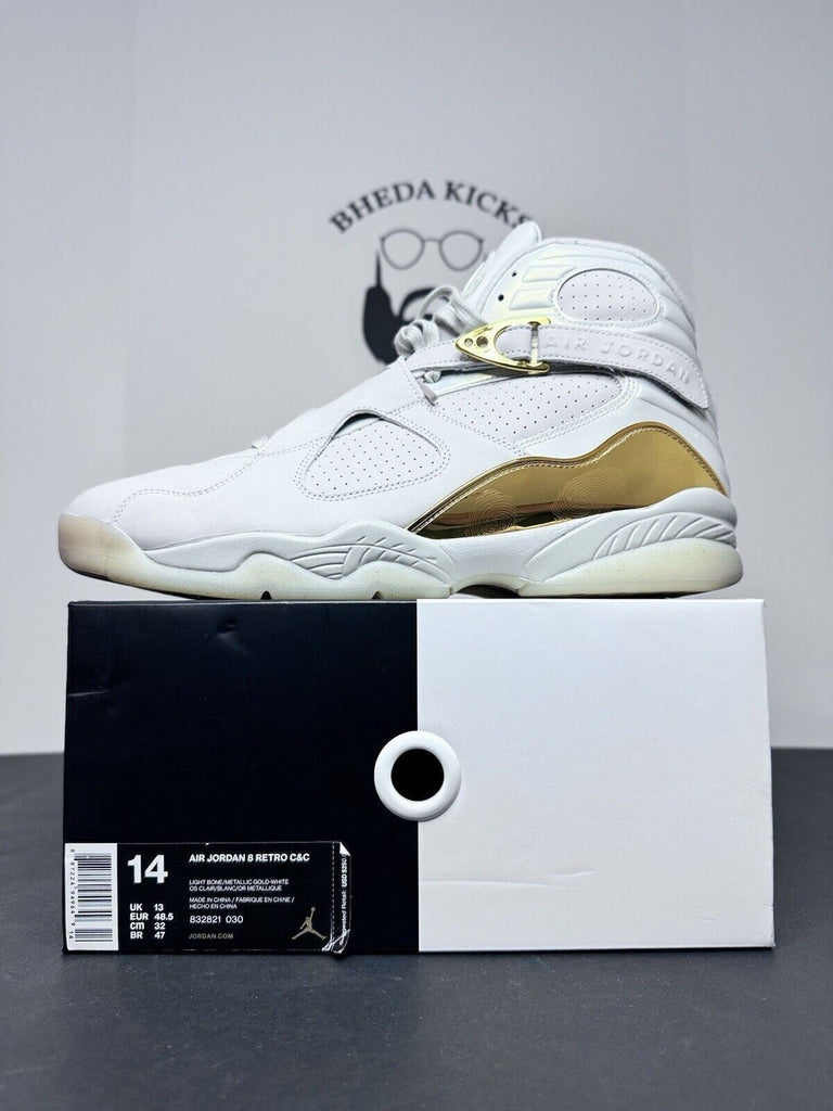 Air Jordan 8 Retro C&C Trophy Cream Gold Leather 832821-030 OG Men’s Size 14