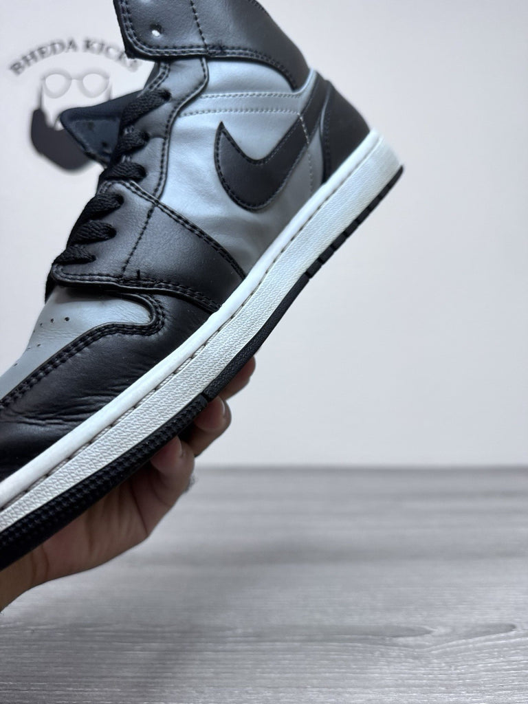 Size 11 - Nike Air Jordan 1 Sneakers Gray Black Basketball Mid Top 554724-096