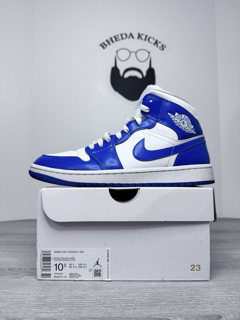 Size 10.5W (9 Men’s) - Nike Air Jordan 1 Mid Kentucky Blue BQ6472-104 Preowned