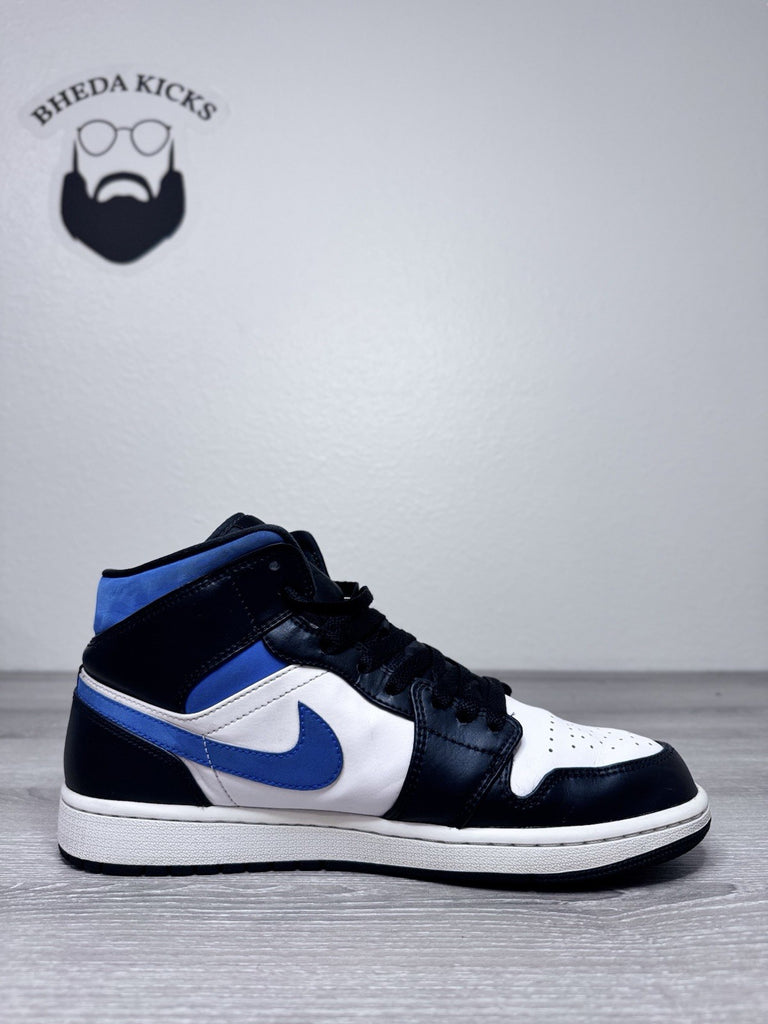 Size 9.5 - Nike Jordan 1 Mid White Black Racer Blue Men's Sneakers 554724-140